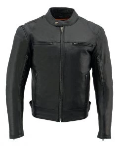 Leather Motorcycle Jackets Milwaukee Leather MLM1560 Men's Long Body Vented Black Leather Jacket