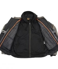 Milwaukee Leather MLM1561 Men's Distressed Brown Leather Jacket With Reflective Skulls