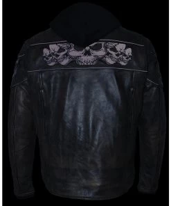 Milwaukee Leather MLM1561 Men's Distressed Brown Leather Jacket With Reflective Skulls