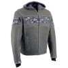 Milwaukee Leather MLM1562 Men's Distressed Grey Leather Jacket With Reflective Skulls Leather Motorcycle Jackets