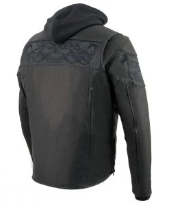 Milwaukee Leather MLM1563 Men's Black Leather Jacket With Reflective Skulls Leather Motorcycle Jackets