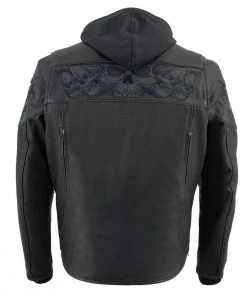 Milwaukee Leather MLM1563 Men's Black Leather Jacket With Reflective Skulls Leather Motorcycle Jackets