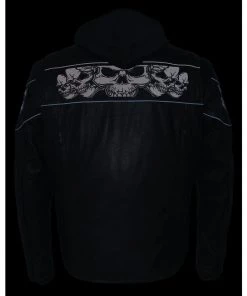 Milwaukee Leather MLM1563 Men's Black Leather Jacket With Reflective Skulls Leather Motorcycle Jackets