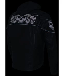 Milwaukee Leather MLM1563 Men's Black Leather Jacket With Reflective Skulls Leather Motorcycle Jackets
