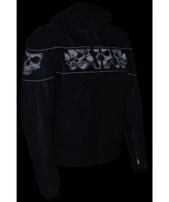 Milwaukee Leather MLM1563 Men's Black Leather Jacket With Reflective Skulls Leather Motorcycle Jackets