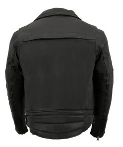 Milwaukee Leather MLM1570 Men’s Black Naked Cowhide Leather Utility Pocket MC Jacket Leather Motorcycle Jackets