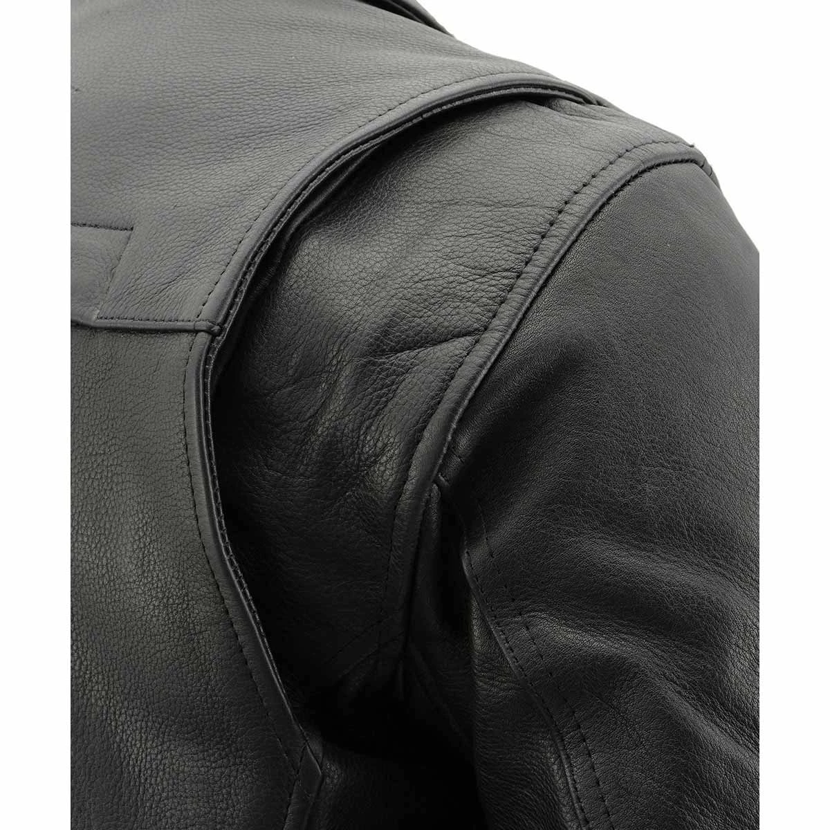 Milwaukee Leather MLM1570 Men’s Black Naked Cowhide Leather Utility Pocket MC Jacket Leather Motorcycle Jackets