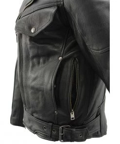 Milwaukee Leather MLM1570 Men’s Black Naked Cowhide Leather Utility Pocket MC Jacket Leather Motorcycle Jackets