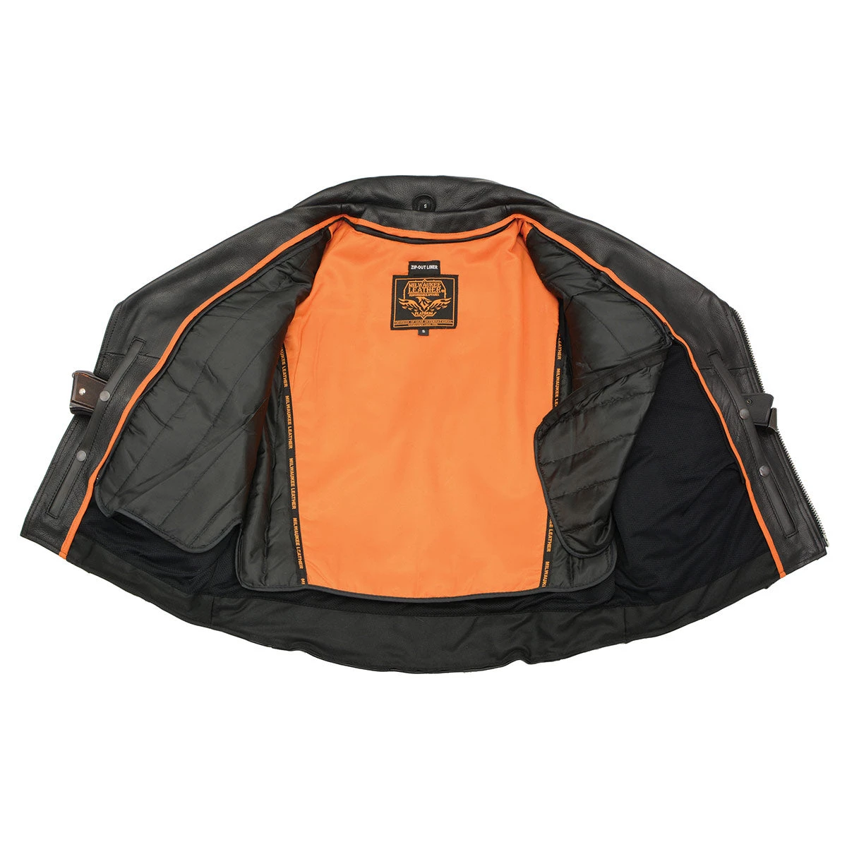 Milwaukee Leather MLM1570 Men’s Black Naked Cowhide Leather Utility Pocket MC Jacket Leather Motorcycle Jackets