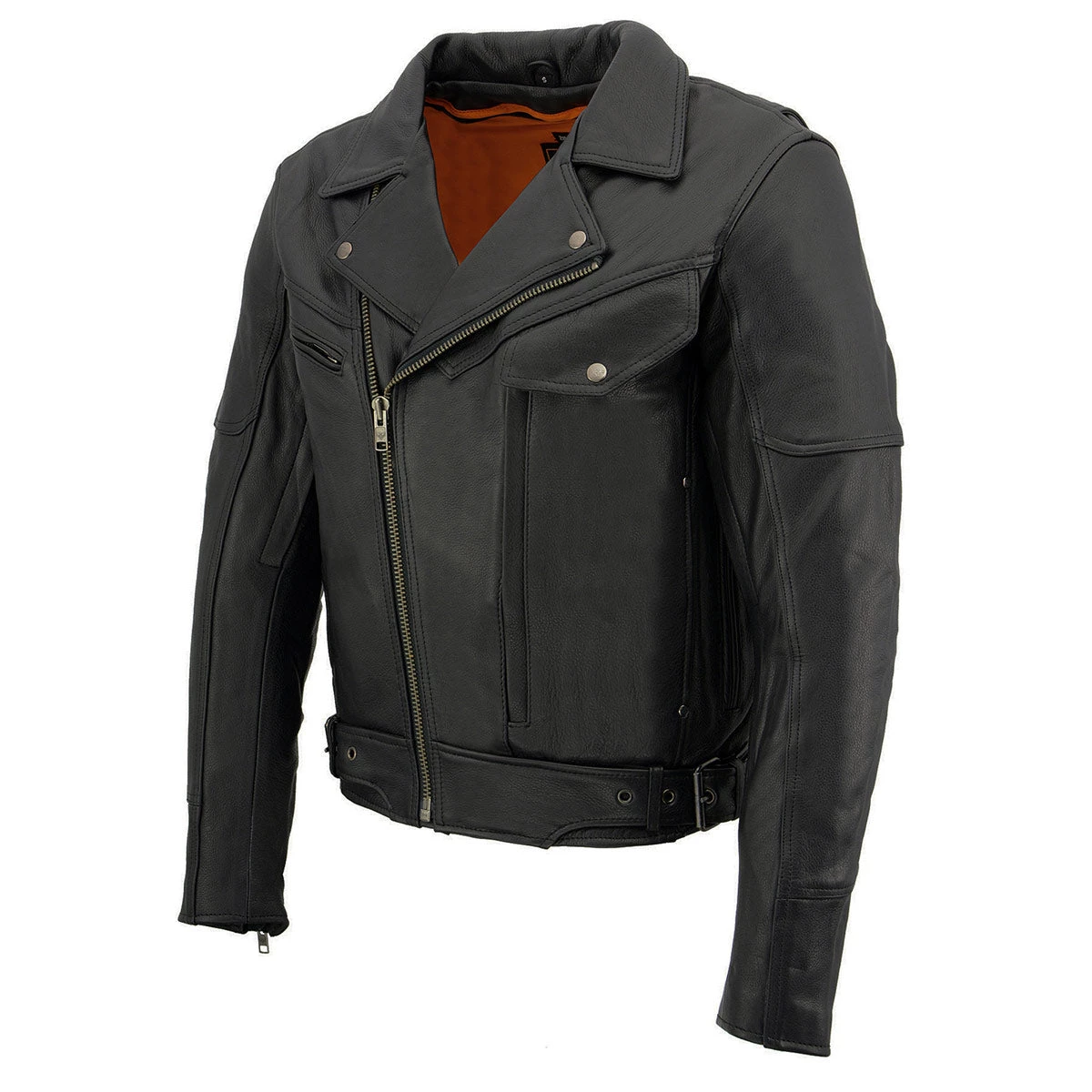 Milwaukee Leather MLM1570 Men’s Black Naked Cowhide Leather Utility Pocket MC Jacket Leather Motorcycle Jackets