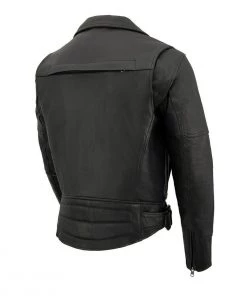 Milwaukee Leather MLM1570 Men’s Black Naked Cowhide Leather Utility Pocket MC Jacket Leather Motorcycle Jackets