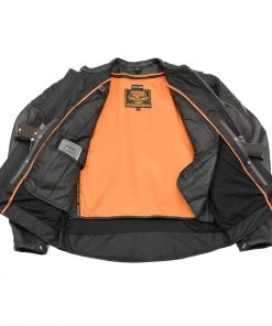 Leather Motorcycle Jackets Milwaukee Leather MLM1580 Men's Full Side Lace Vented Black Leather Scooter Jacket