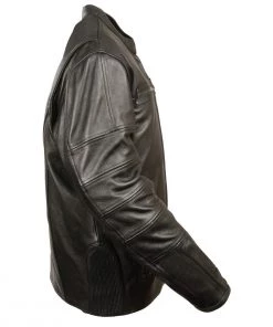 Leather Motorcycle Jackets Milwaukee Leather MLM1590 Men's Throwback Black Leather Scooter Jacket With Side Stretch