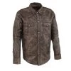 Milwaukee Leather MLM1606 Men's 'Button Down' Distressed Brown Leather Shirt Leather Shirts