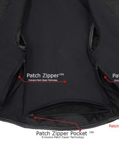 Xelement B95080 Men's ‘Creeper' Black Advanced Triple Strap Design Leather Motorcycle Vest