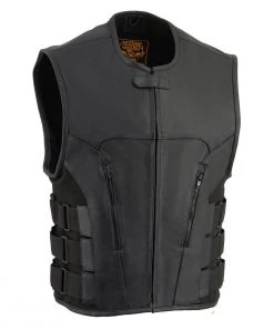 Motorcycle Vests Milwaukee Leather MLM3500 Men's ‘SWAT’ Style Black Leather MC Vest