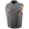Motorcycle Vests Milwaukee Leather MLM3506 Men’s ‘Old Glory’ Black Leather With Red Stitching Vest And Laced Arm Holes