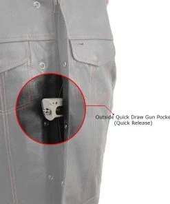 Motorcycle Vests Milwaukee Leather MLM3506 Men’s ‘Old Glory’ Black Leather With Red Stitching Vest And Laced Arm Holes