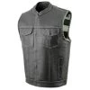 Motorcycle Vests Milwaukee Leather MLM3507 Men’s ‘Old Glory’ Black Leather With Grey Stitching Vest And Laced Arm Holes