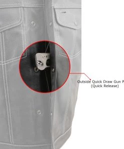 Motorcycle Vests Milwaukee Leather MLM3507 Men’s ‘Old Glory’ Black Leather With Grey Stitching Vest And Laced Arm Holes