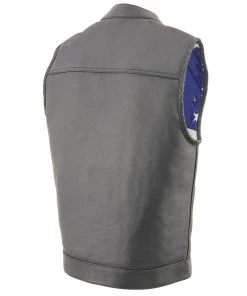 Milwaukee Leather MLM3508 Men’s ‘Old Glory’ Black Leather Vest With Laced Arm Holes