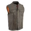 Motorcycle Vests Milwaukee Leather MLM3510 Men's Distressed Brown ‘Dual Closure’ Open Neck Club Leather Vest
