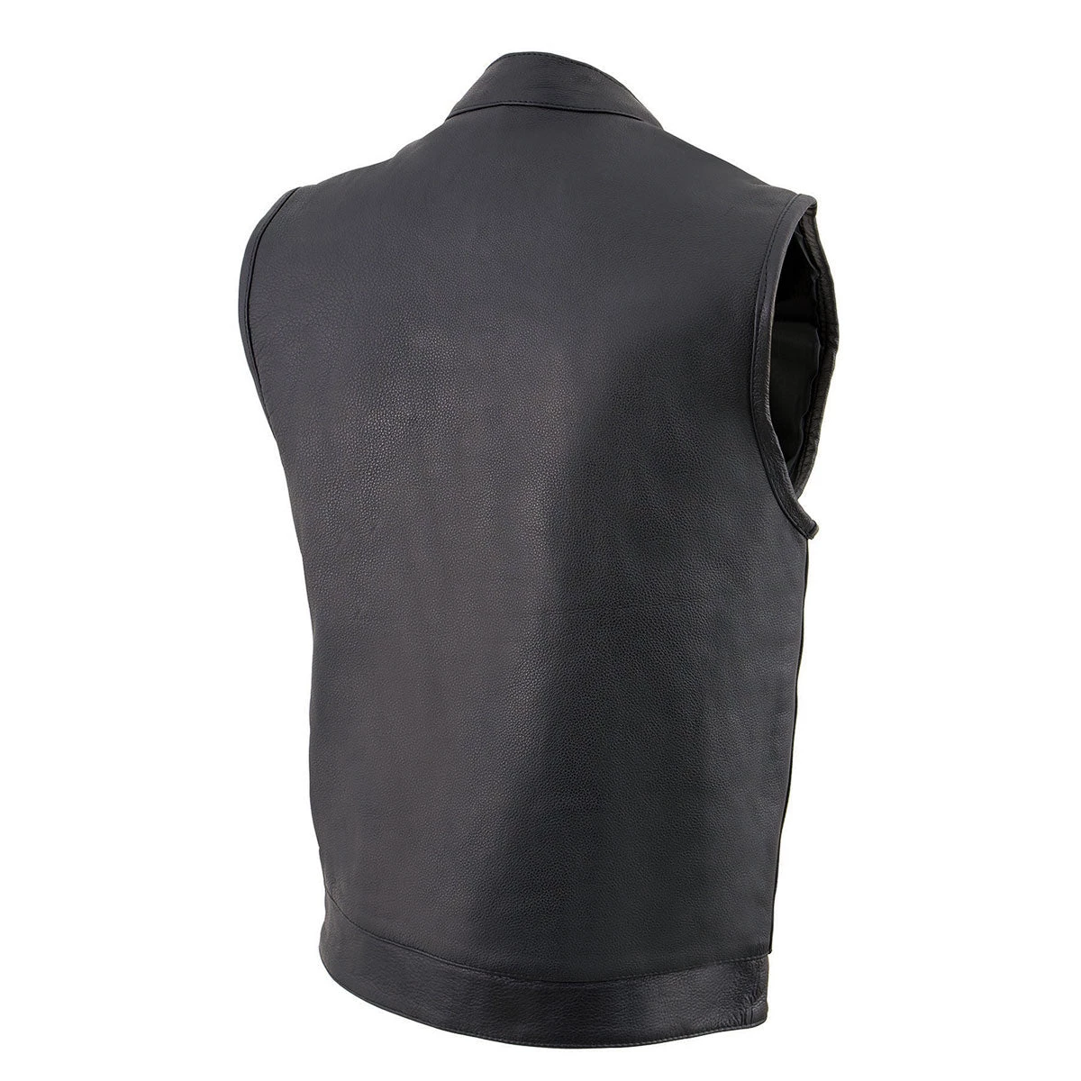 Milwaukee Leather MLM3510 Men's Black ‘Dual Closure’ Open Neck Club Leather Vest Motorcycle Vests