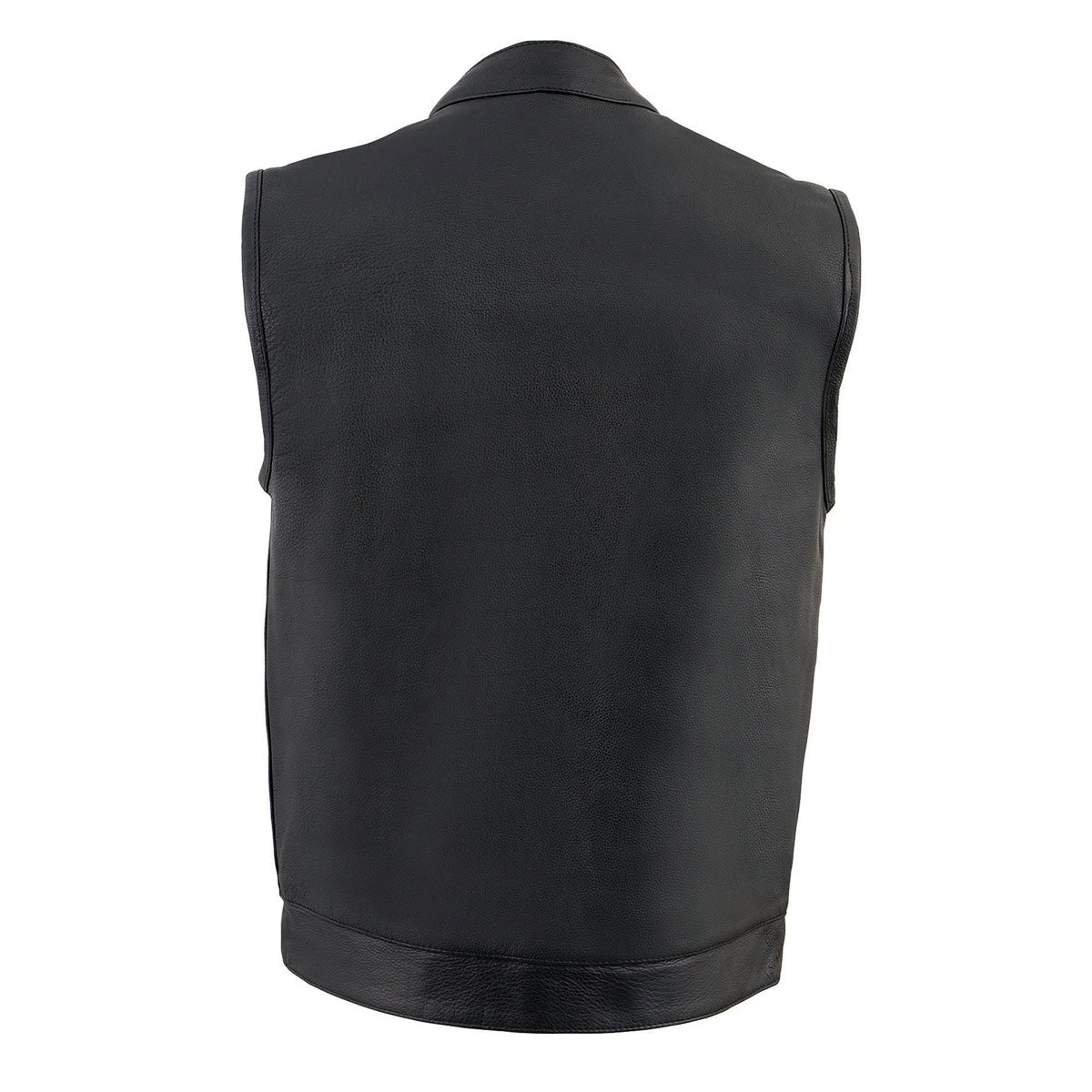 Milwaukee Leather MLM3510 Men's Black ‘Dual Closure’ Open Neck Club Leather Vest Motorcycle Vests
