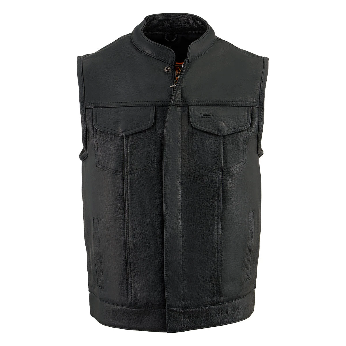 Milwaukee Leather MLM3510 Men's Black ‘Dual Closure’ Open Neck Club Leather Vest Motorcycle Vests