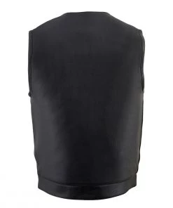 Motorcycle Vests Milwaukee Leather MLM3511 Men's Black Collarless Snap And Zipper Club Leather Vest