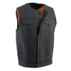 Motorcycle Vests Milwaukee Leather MLM3511 Men's Black Collarless Snap And Zipper Club Leather Vest