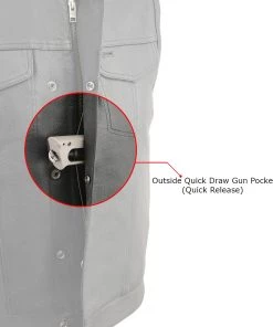 Motorcycle Vests Milwaukee Leather LKM3713 Men's ‘Quick Draw’ Black Leather Dual Closure Club Vest