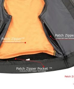 Motorcycle Vests Milwaukee Leather MLM3511 Men's Black Collarless Snap And Zipper Club Leather Vest