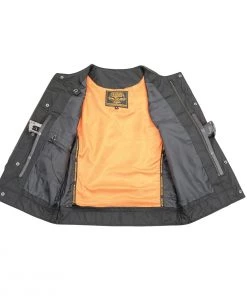 Milwaukee Leather MLM3515 Men's Black'Cool-Tec' Collarless Leather'Club Style Vest'