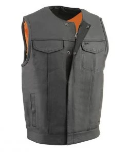 Milwaukee Leather MLM3515 Men's Black 'Cool-Tec' Collarless Leather 'Club Style Vest'