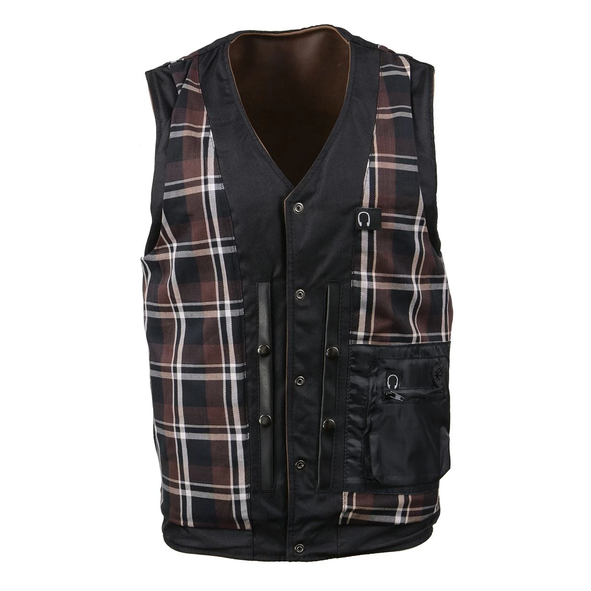 Milwaukee Leather MLM3518 Men's Vintage Crazy Horse Brown Leather Snap Front Vest Motorcycle Vests
