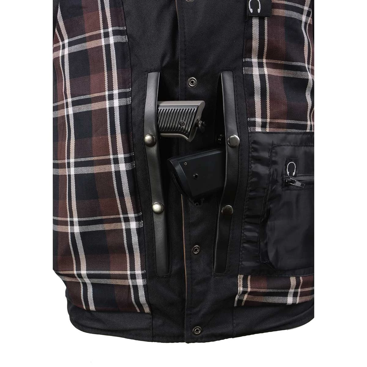 Milwaukee Leather MLM3518 Men's Vintage Crazy Horse Brown Leather Snap Front Vest Motorcycle Vests