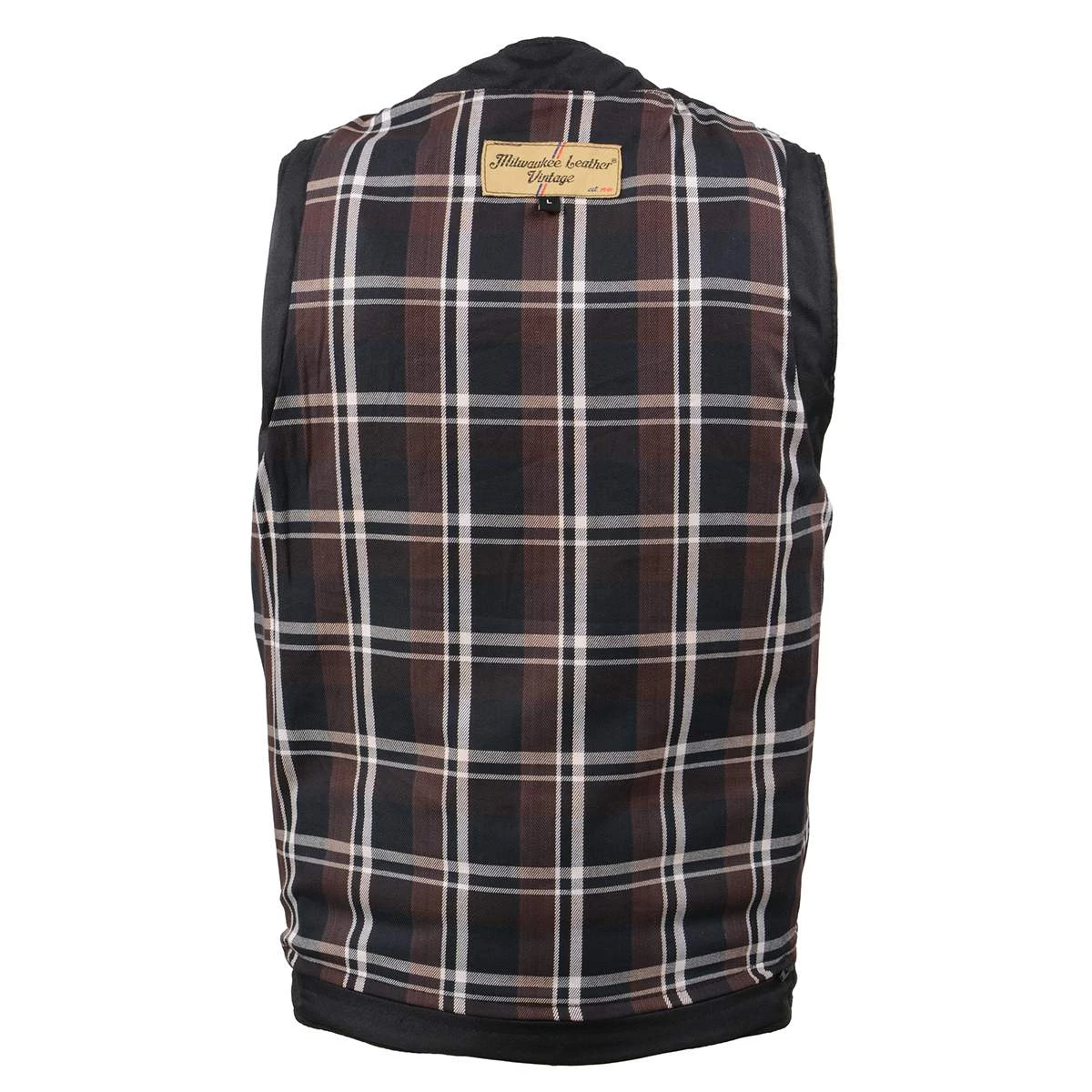 Milwaukee Leather MLM3518 Men's Vintage Crazy Horse Brown Leather Snap Front Vest Motorcycle Vests