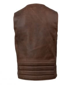 Milwaukee Leather MLM3518 Men's Vintage Crazy Horse Brown Leather Snap Front Vest Motorcycle Vests