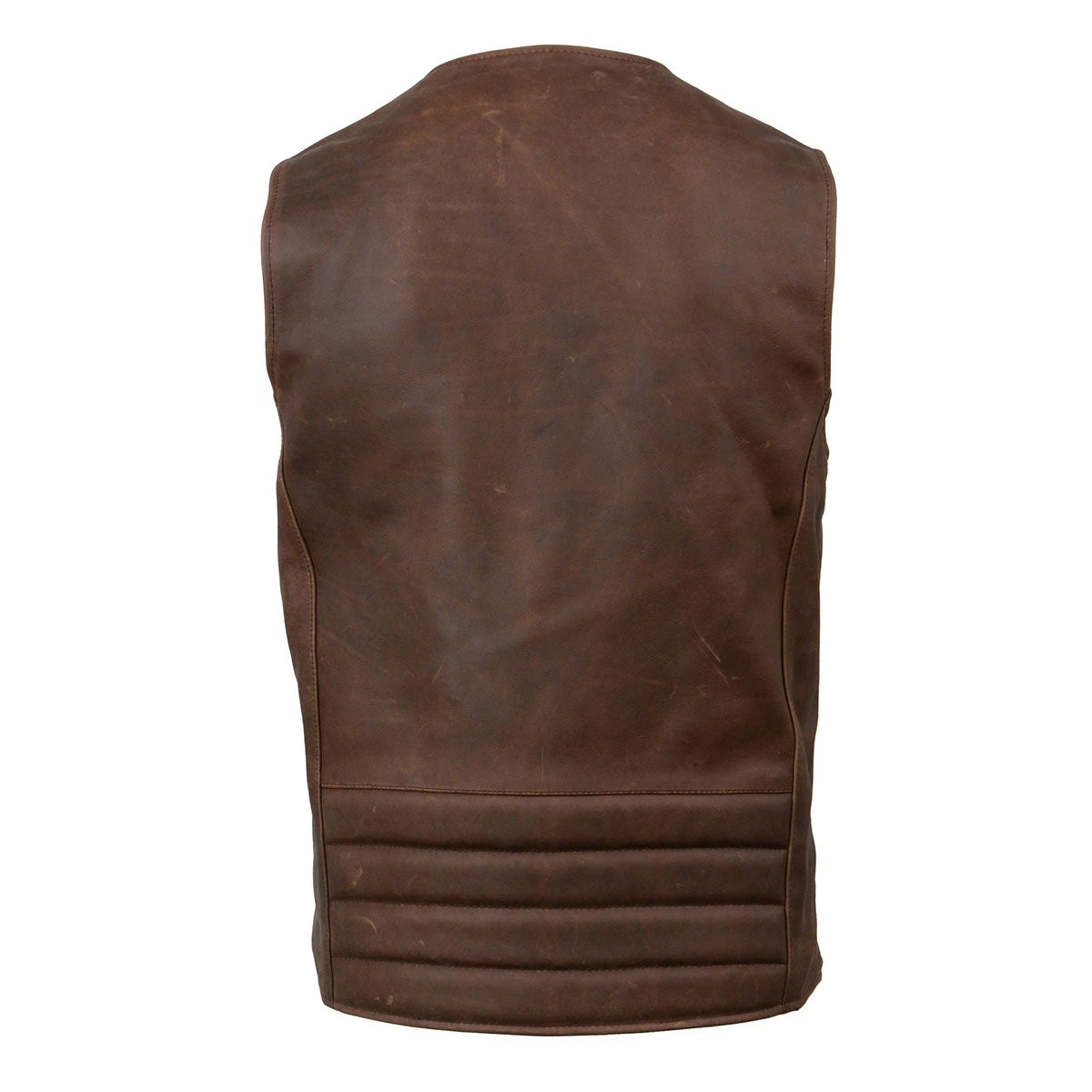 Milwaukee Leather MLM3518 Men's Vintage Crazy Horse Brown Leather Snap Front Vest Motorcycle Vests
