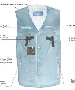 Milwaukee Leather MLM3518 Men's Vintage Crazy Horse Brown Leather Snap Front Vest Motorcycle Vests