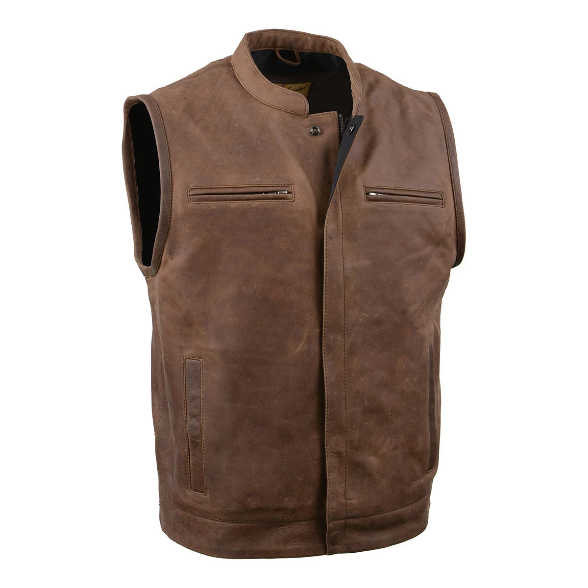 Motorcycle Vests Milwaukee Leather MLM3519 Men's 'Vintage Crazy Horse Brown' Leather Club Style Vest