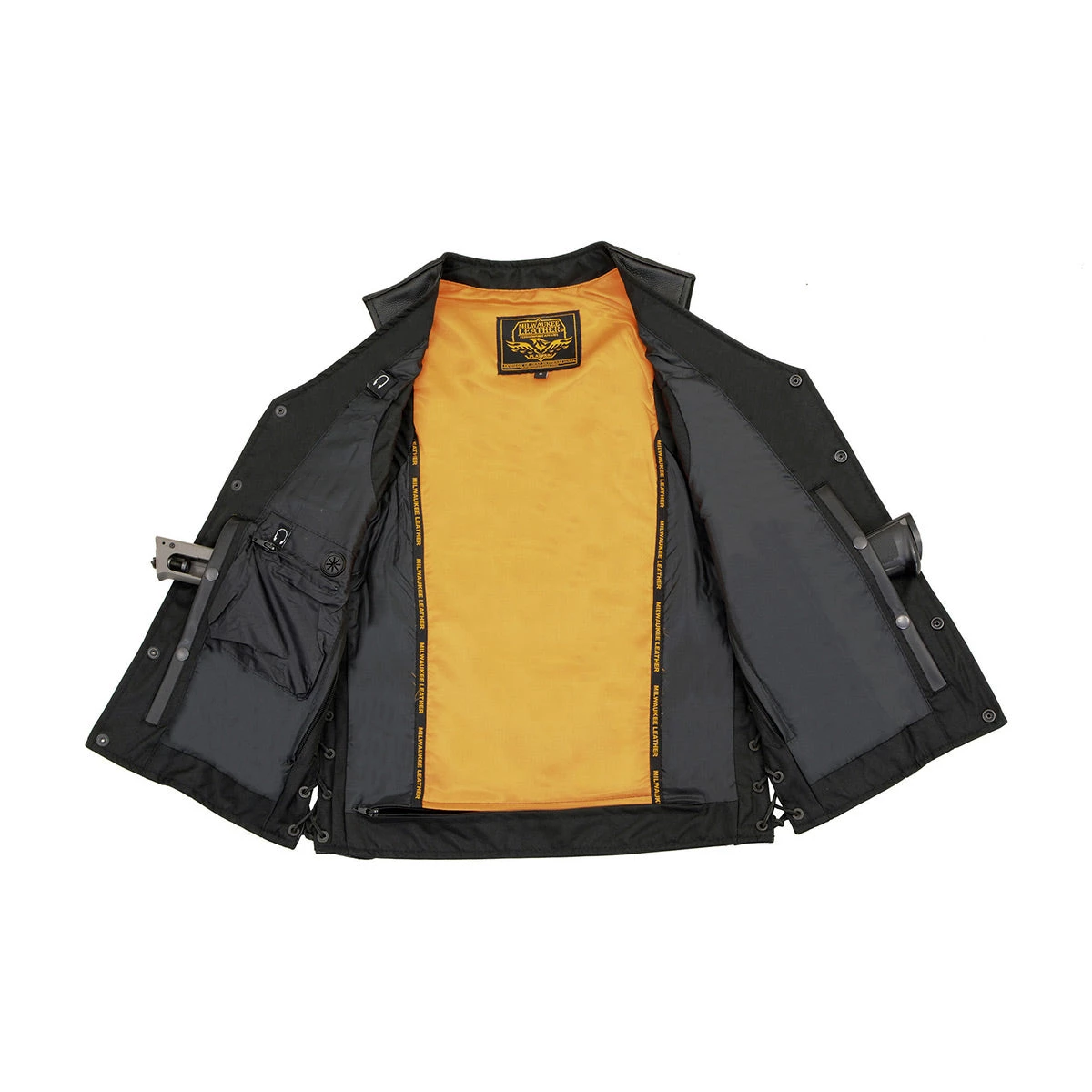 Milwaukee Leather MLM3520 Men's Black Straight Bottom Side Lace Leather Vest