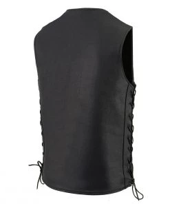 Milwaukee Leather MLM3520 Men's Black Straight Bottom Side Lace Leather Vest