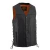 Milwaukee Leather MLM3520 Men's Black Straight Bottom Side Lace Leather Vest