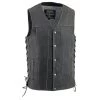Motorcycle Vests Milwaukee Leather MLM3521 Men's Distressed Gray Side Lace Leather Vest