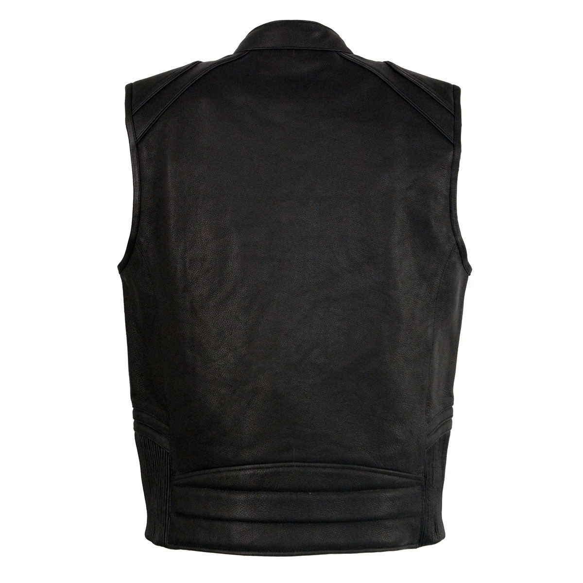 Milwaukee Leather MLM3523SET Men's Black 'Heated' Collarless Moto Leather Vest (Battery Pack Included)