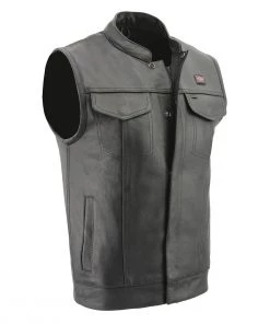 Cool-Tec Vests Milwaukee Leather MLM3524SET Men's Black 'All Season' Leather Club Vest With Heated And Cool-Tec Technology