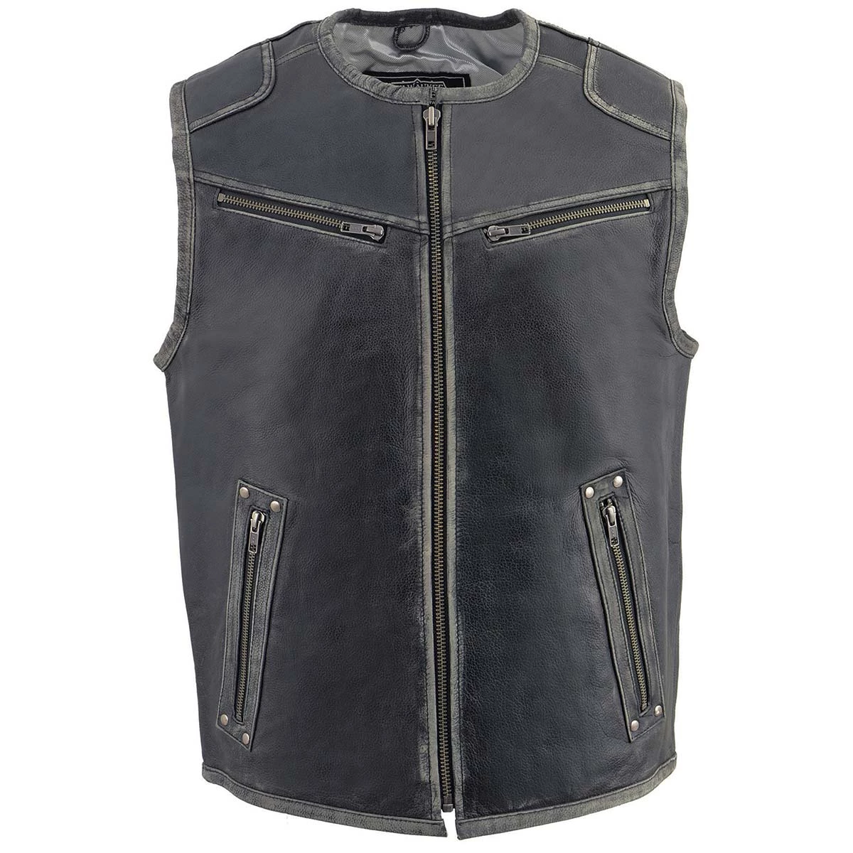 Milwaukee Leather MLM3536 Men's Vintage Grey Motorcycle Leather Vest Motorcycle Vests