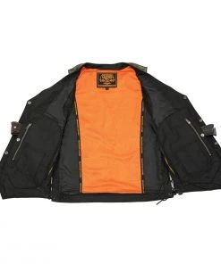 Motorcycle Vests Milwaukee Leather MLM3540 Men's ‘10 Pocket’ Distressed Brown MC Leather Vest